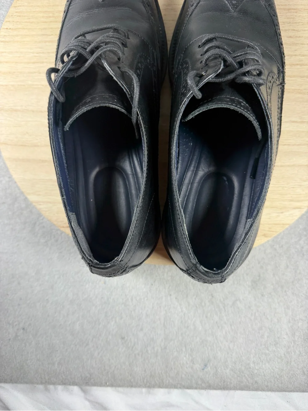 Cole Haan Men’s 10 M Black Leather Wingtip Derby Oxford Dress Shoes Brogue